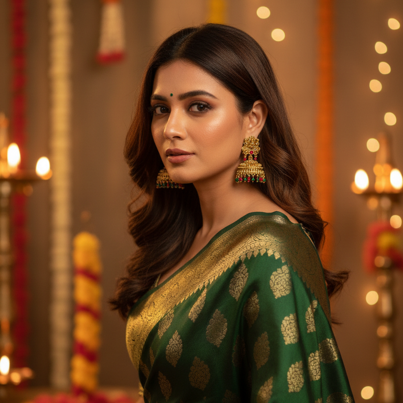 Temple Lakshmi Multicolor Jhumka Earrings