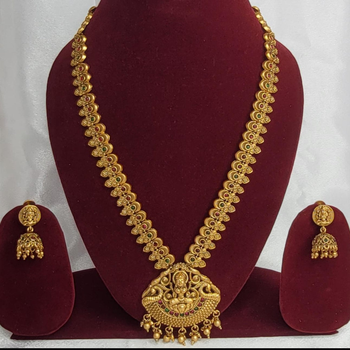 Antique Gold- Goddess Pendant Haram with Jhumka