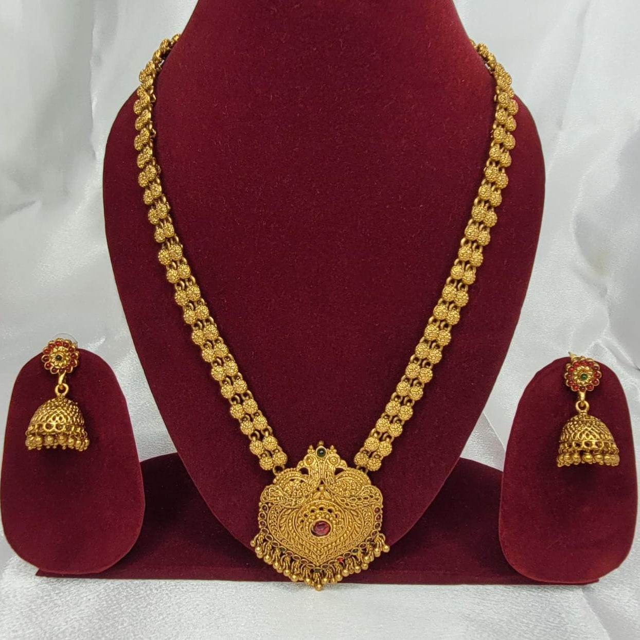 Classic Traditional Peacock Long Necklace Set