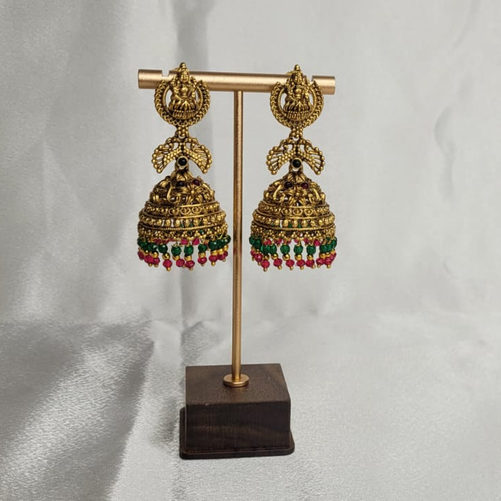 Gold Plated Lakshmi Jhumki Earrings