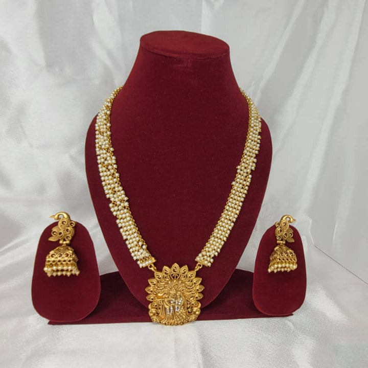Traditional Gold Plated Radha - Krishna Long Necklace Set