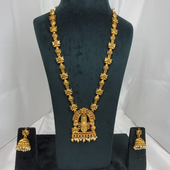Traditional Temple Long Necklace with Goddess Pendant