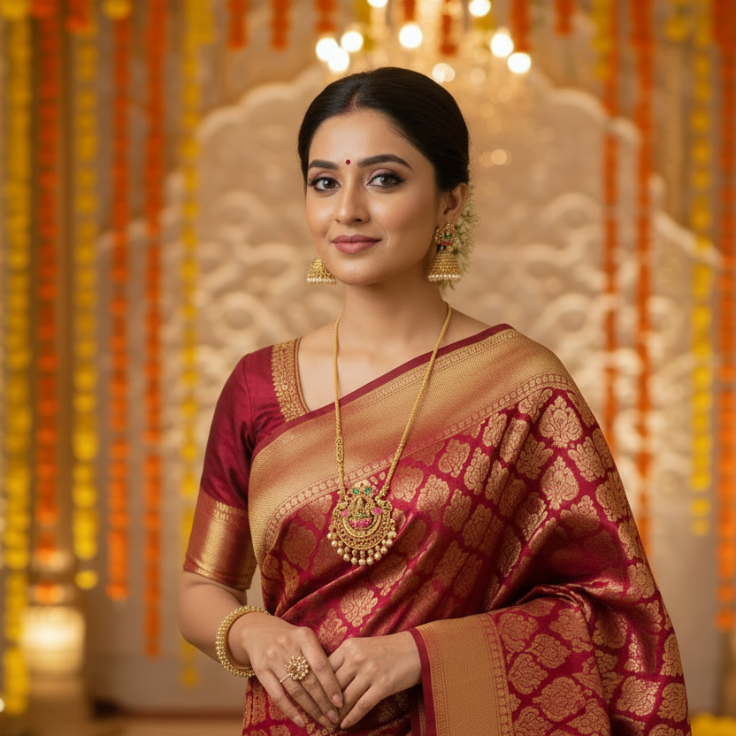 Peacock Lakshmi Pearl Pendant Set