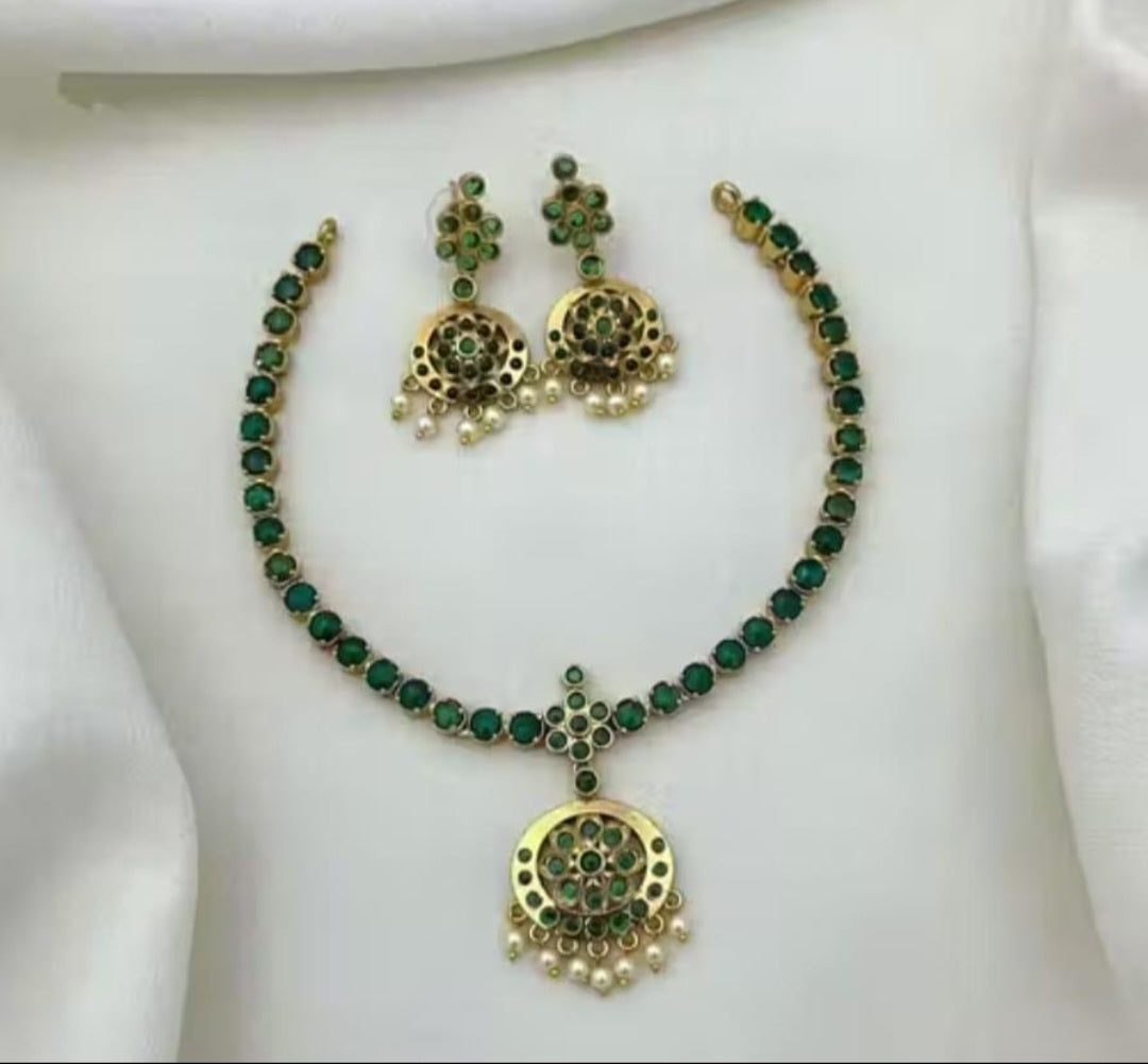 Green-cempu Attigai Necklace Set