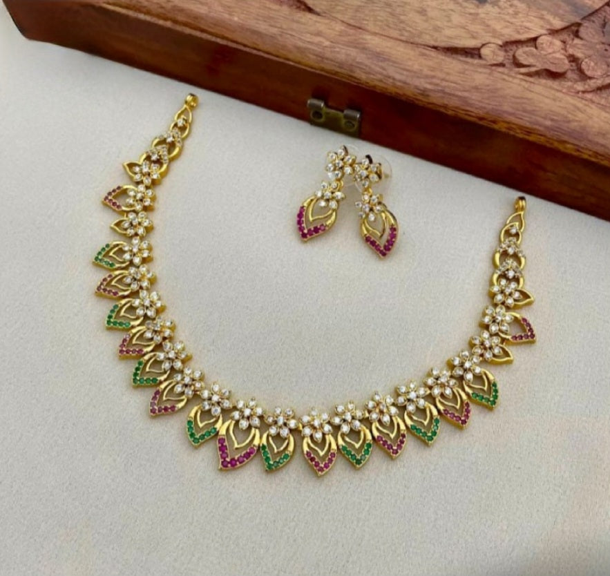 Auralika Multicolour Floral Elegance Necklace