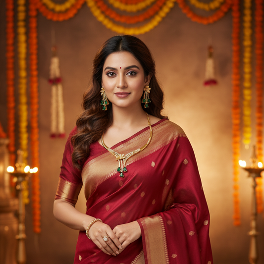 Gold Plated- Green Necklace Set