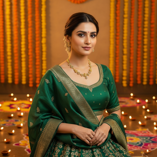 Floral Gold Necklace Set with Crystal Accents