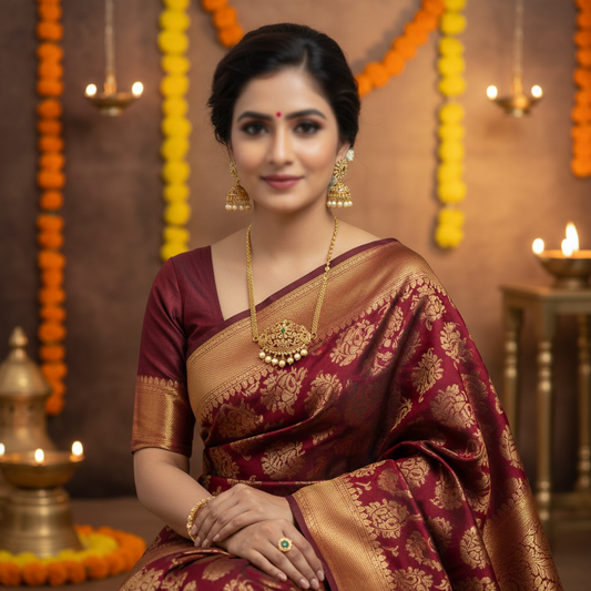 Classic Gold Filigree Necklace set with Kundan & Pearl Drops