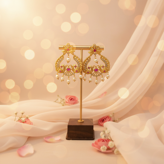 Peacock - Inspired Chandbali Earrings