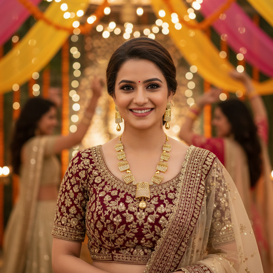 Gold Necklace Set with Geometric Elegance