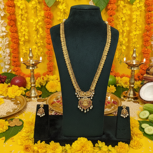 Antique Gold -Tone Temple Jewellery with coin motif chain