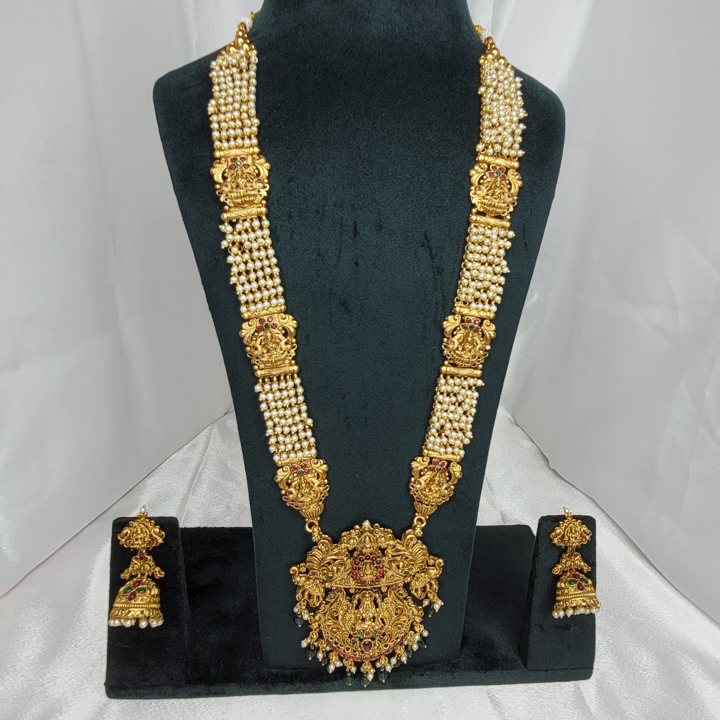 Multi-layered Royal Pearl Haram with Lakshmi Pendant
