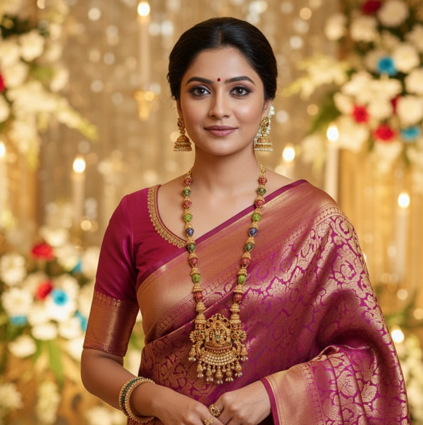 Lakshmi Enamel Painted Bridal Haram Set