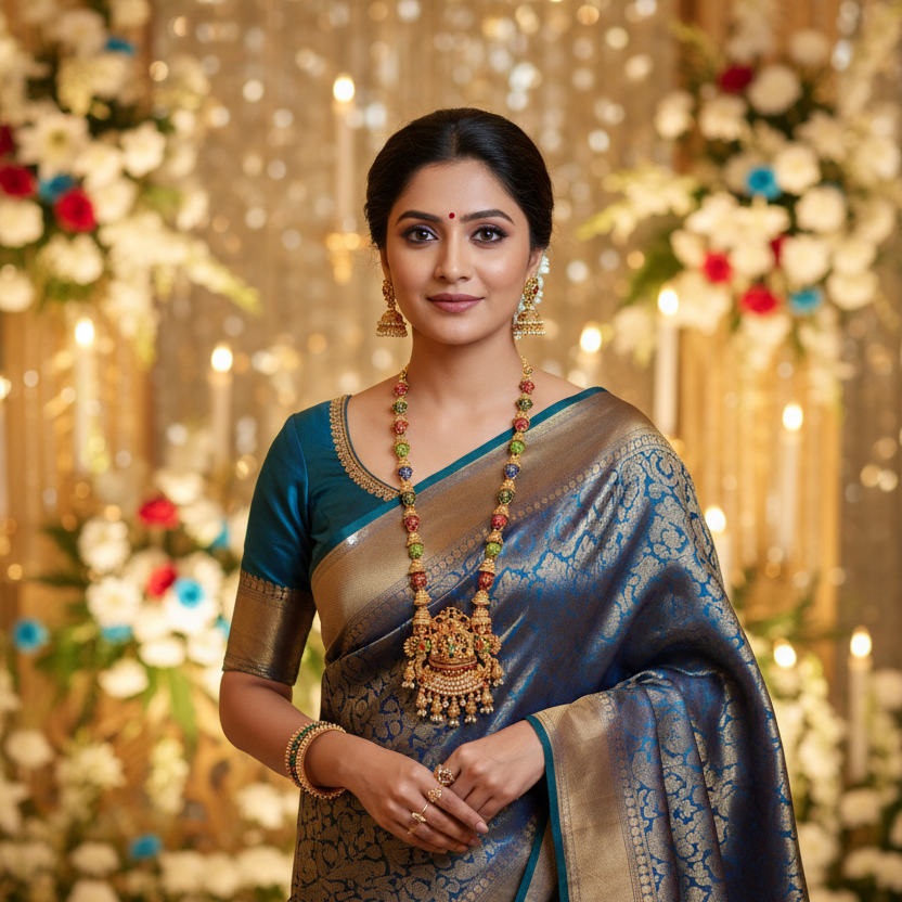 Lakshmi Enamel Painted Bridal Haram Set