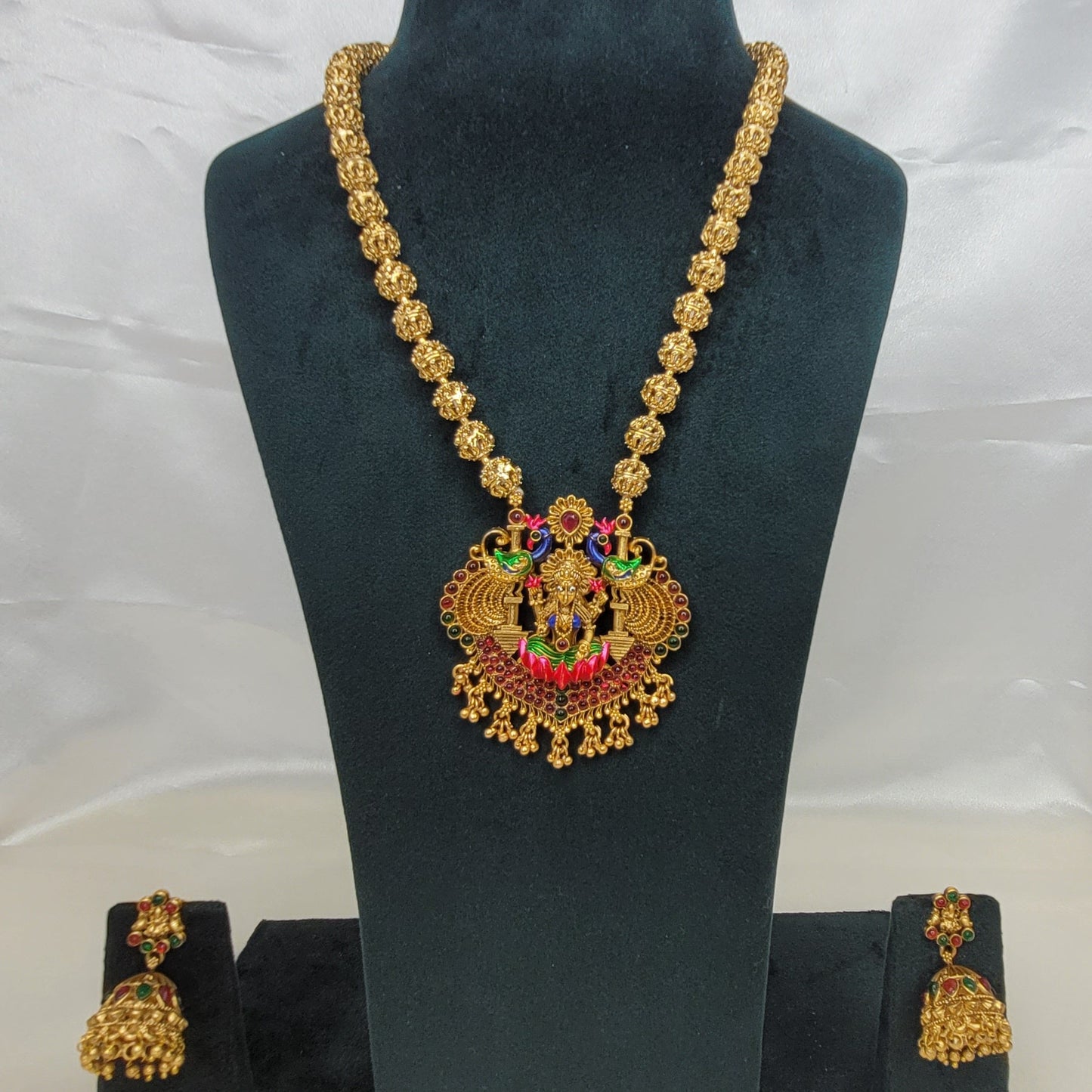 Enamel Painted Lakshmi Pendant Set
