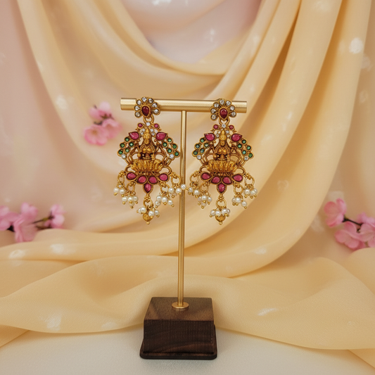 Royal Lakshmi Peacock Chandbali Earrings