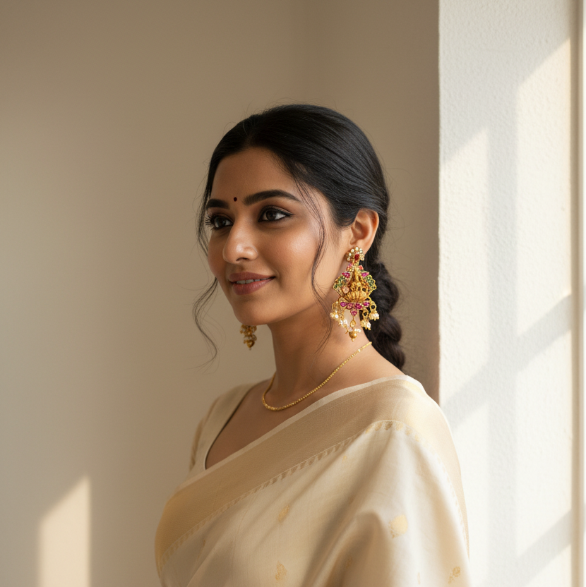 Royal Lakshmi Peacock Chandbali Earrings