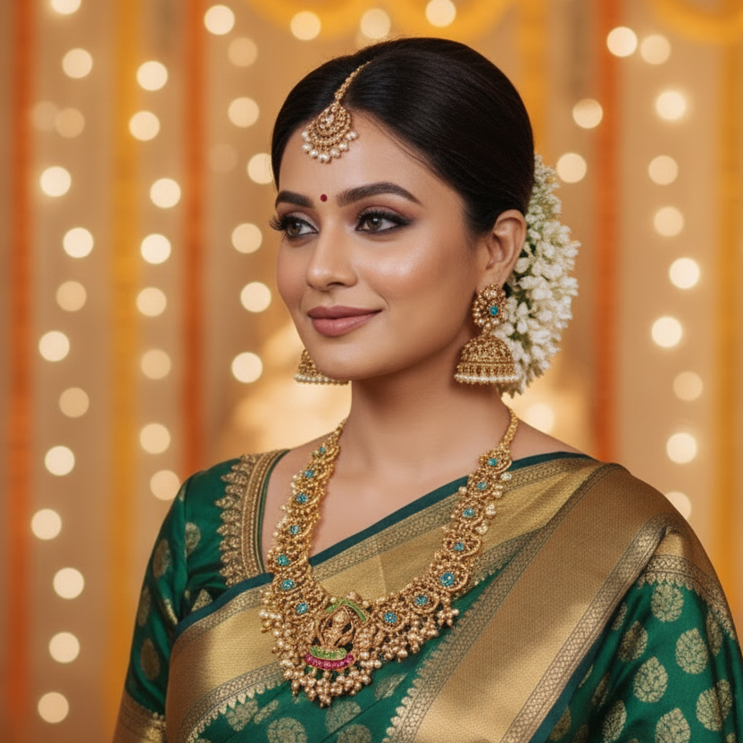 Lakshmi Pearl Elegance Temple Necklace Set