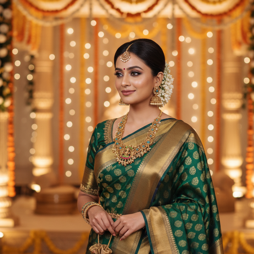 Lakshmi Pearl Elegance Temple Necklace Set