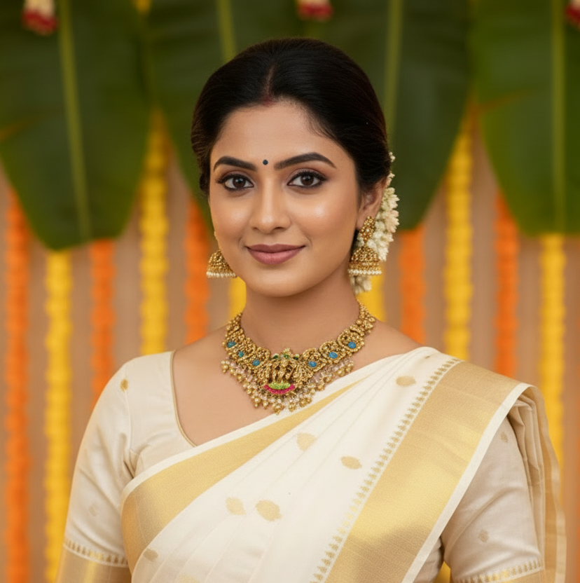 Lakshmi Pearl Elegance Temple Necklace Set
