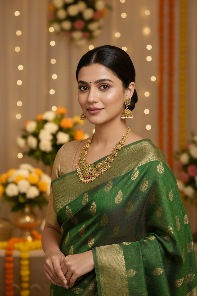 Lakshmi Pearl Elegance Temple Necklace Set