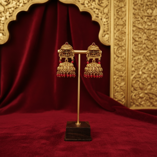 Antique Ruby Jhumka Earrings