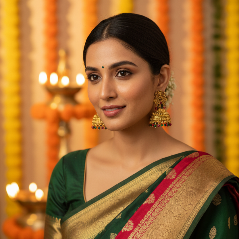 Temple Lakshmi Multicolor Jhumka Earrings
