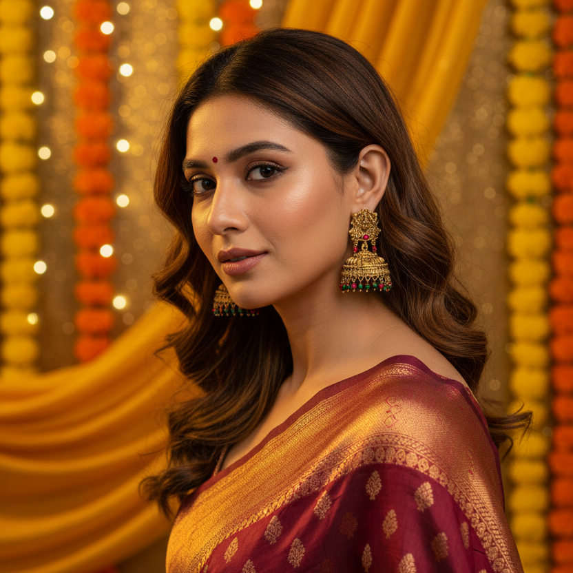 Temple Lakshmi Multicolor Jhumka Earrings