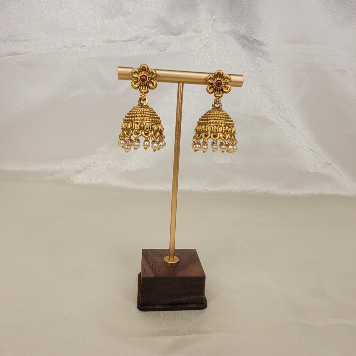 Pearl Bloom Jhumka Earrings