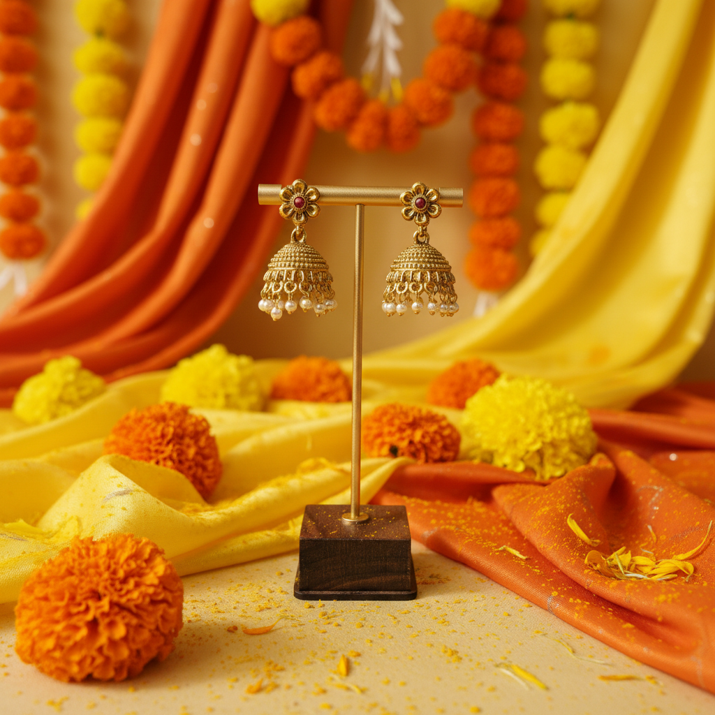 Pearl Bloom Jhumka Earrings