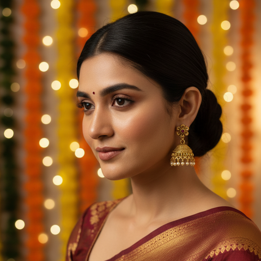 Pearl Bloom Jhumka Earrings