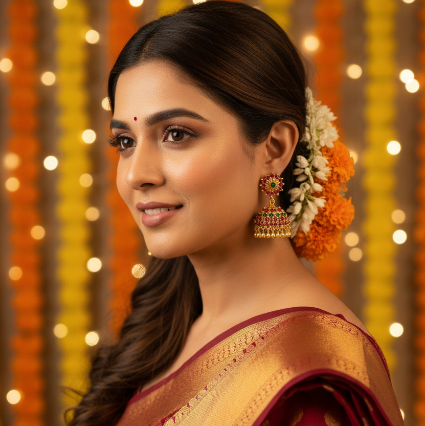 Traditional Multicolor Floral Jhumka Earrings