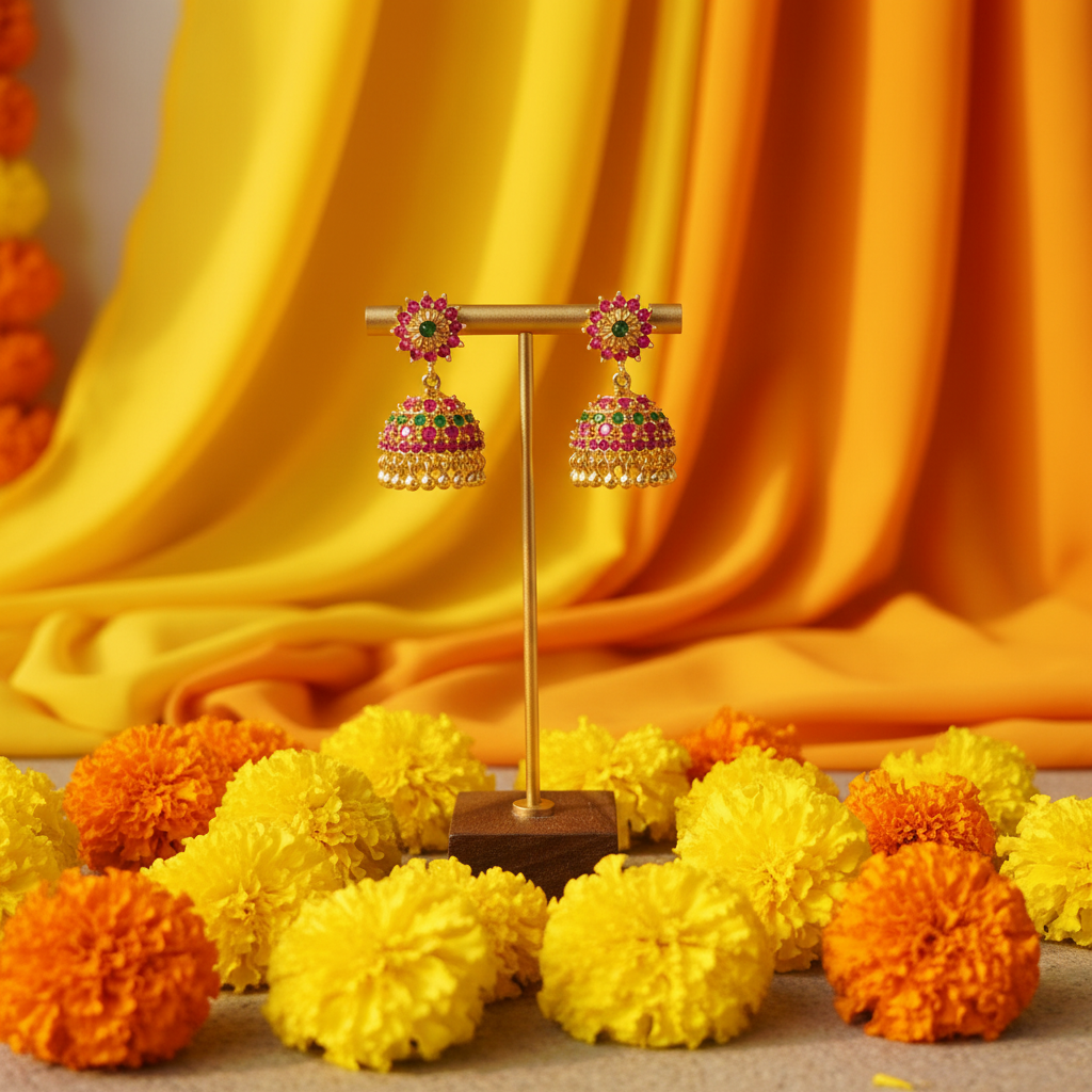 Traditional Multicolor Floral Jhumka Earrings