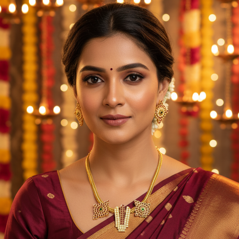 Royal Temple-Inspired Ruby & CZ Armlet (Vanki) with Antique Gold Finish