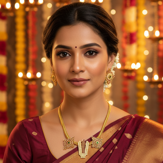 Royal Temple-Inspired Ruby & CZ Armlet (Vanki) with Antique Gold Finish