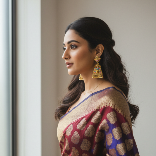 Royal Multicolor Gopuram Jhumka Earrings
