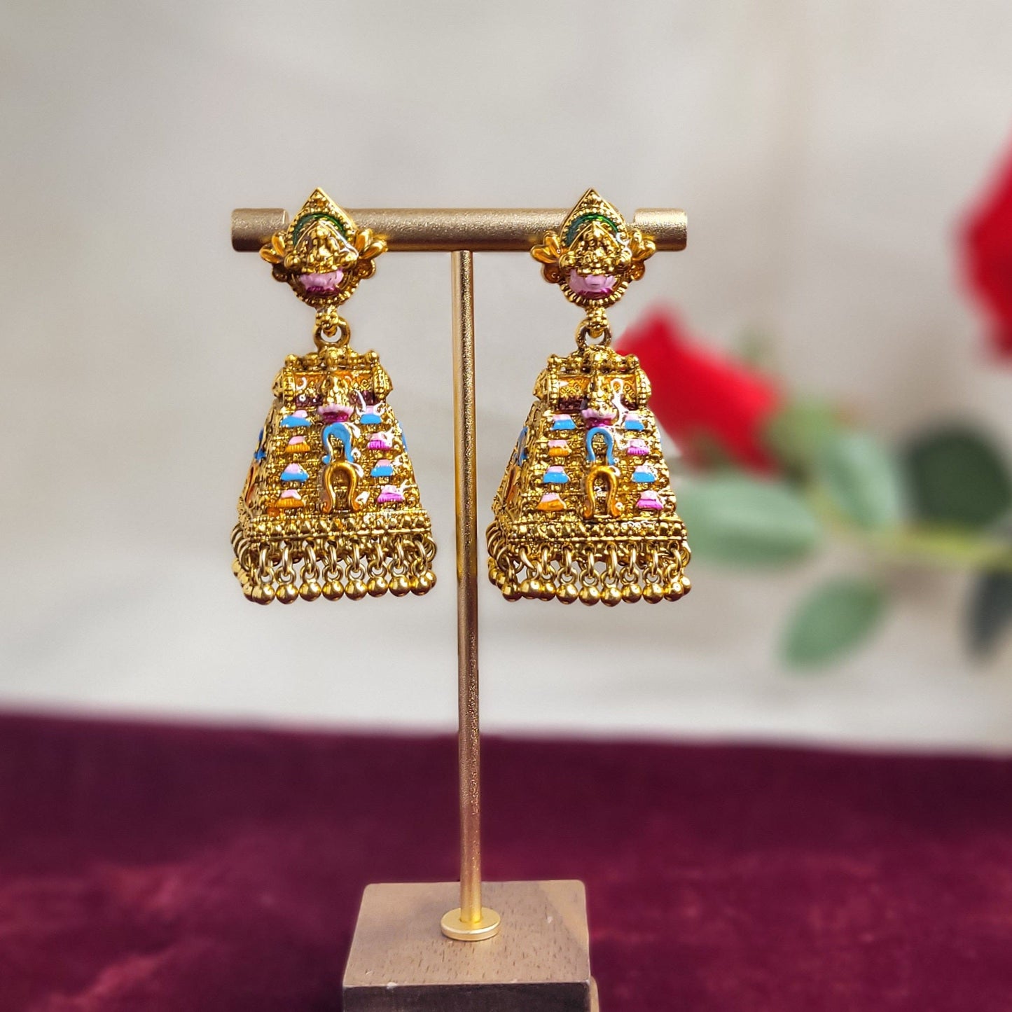 Royal Multicolor Gopuram Jhumka Earrings