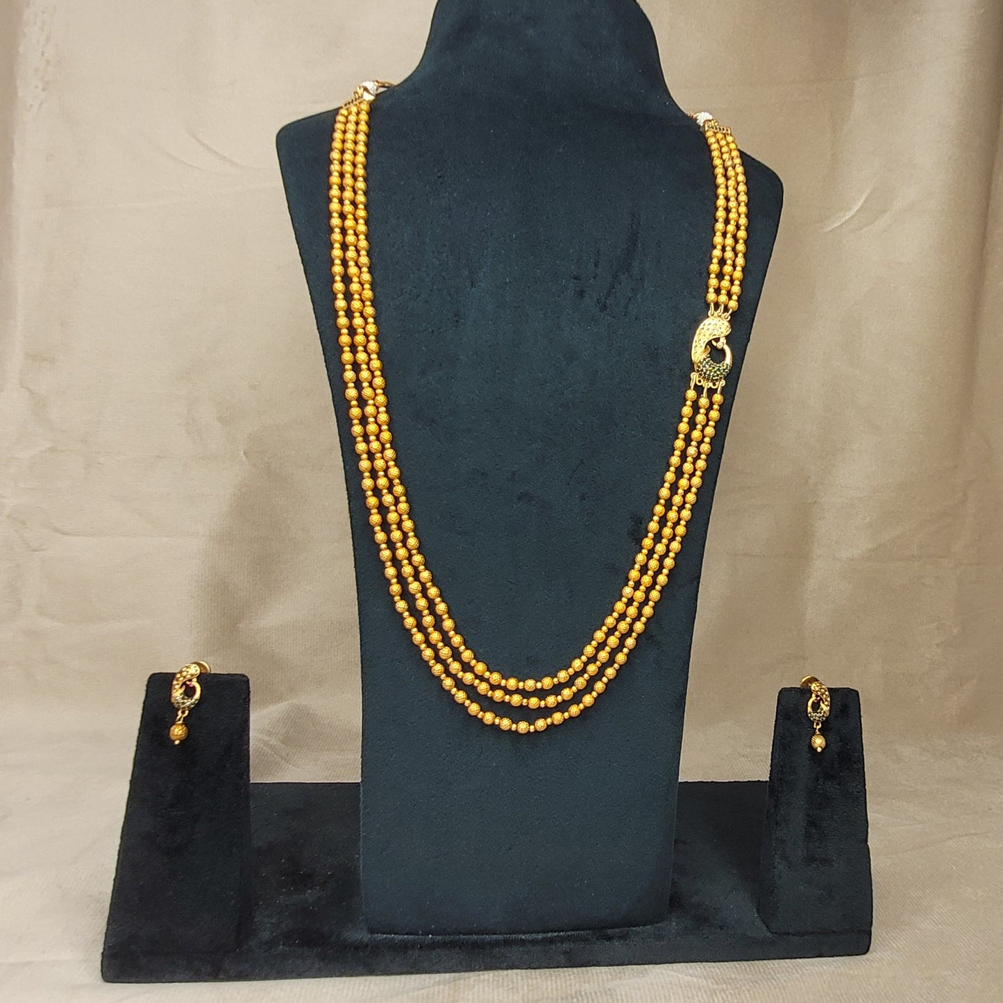 Classic Golden Beaded Peacock Haram Set