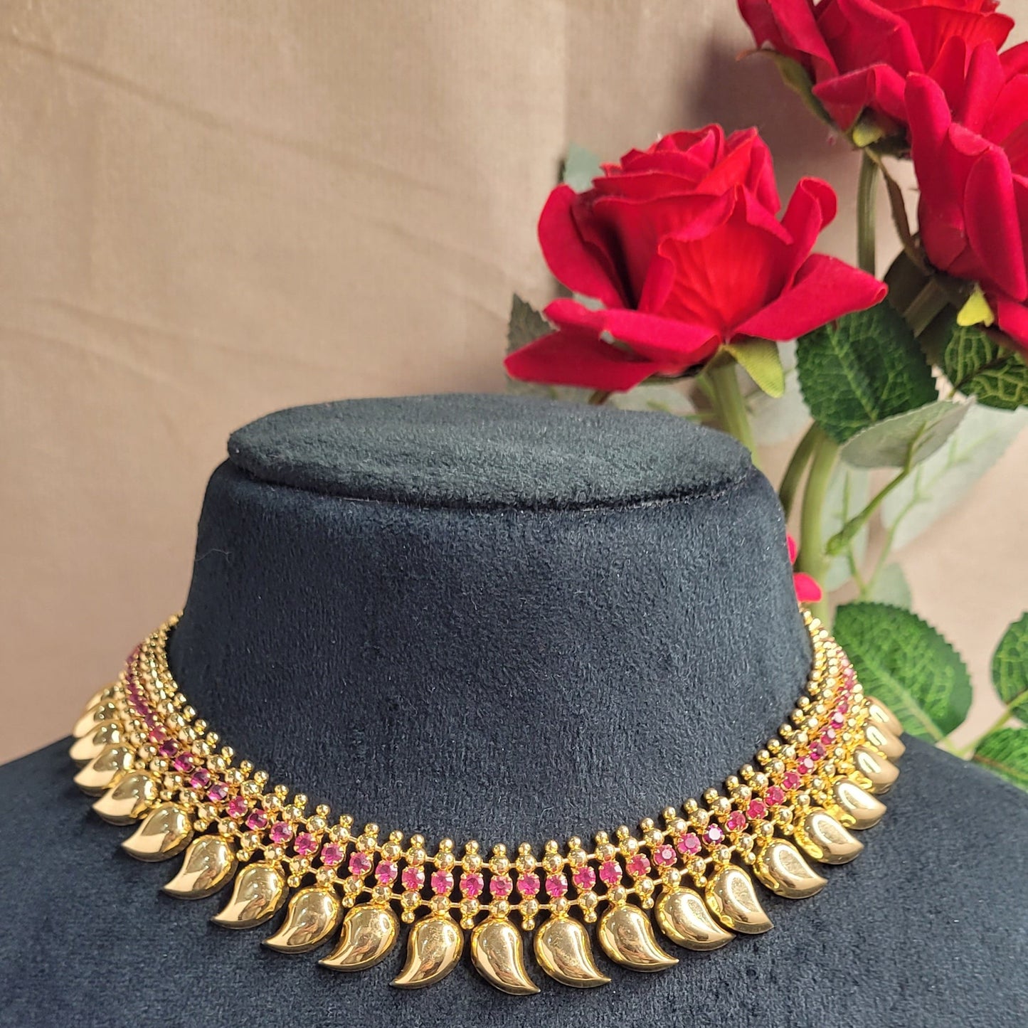 Ruby Leaf Gold-Finish Mango Necklace