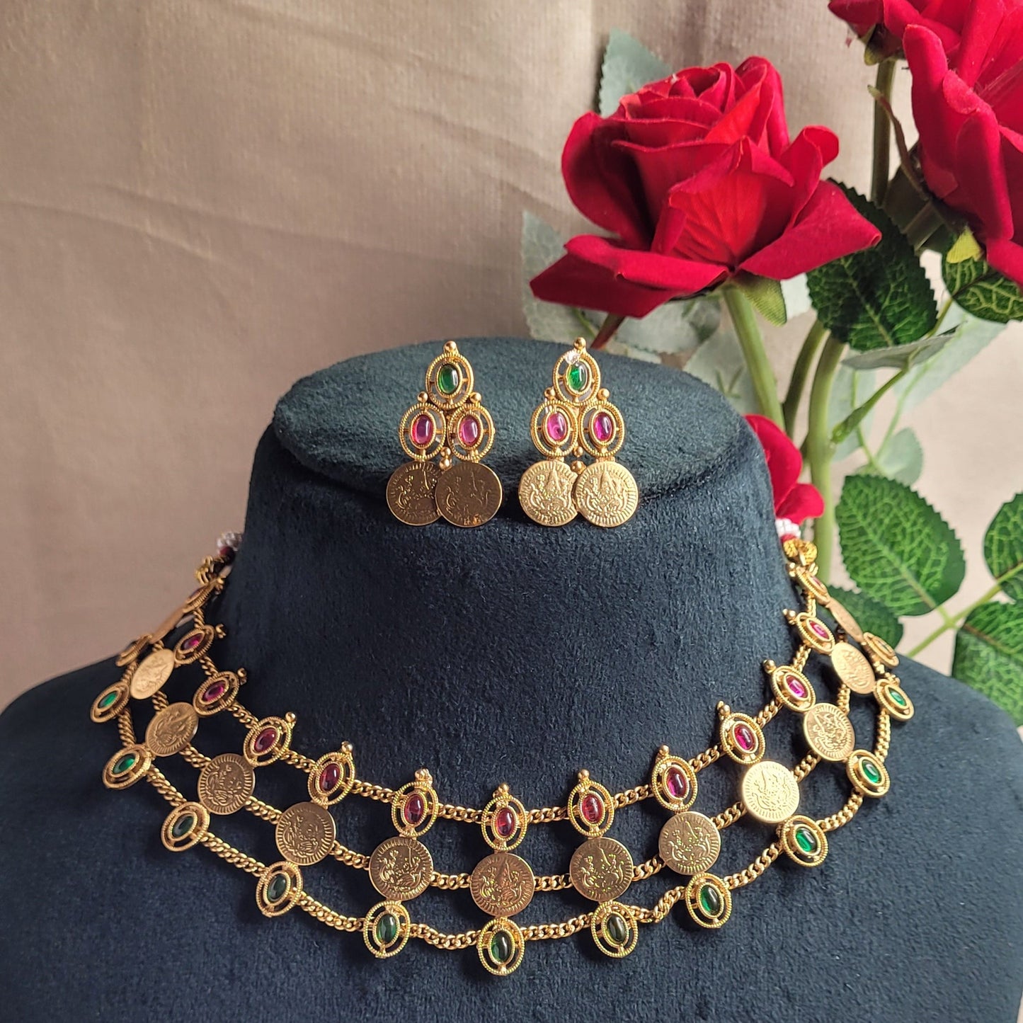 Royal Coin Cascade Necklace Set
