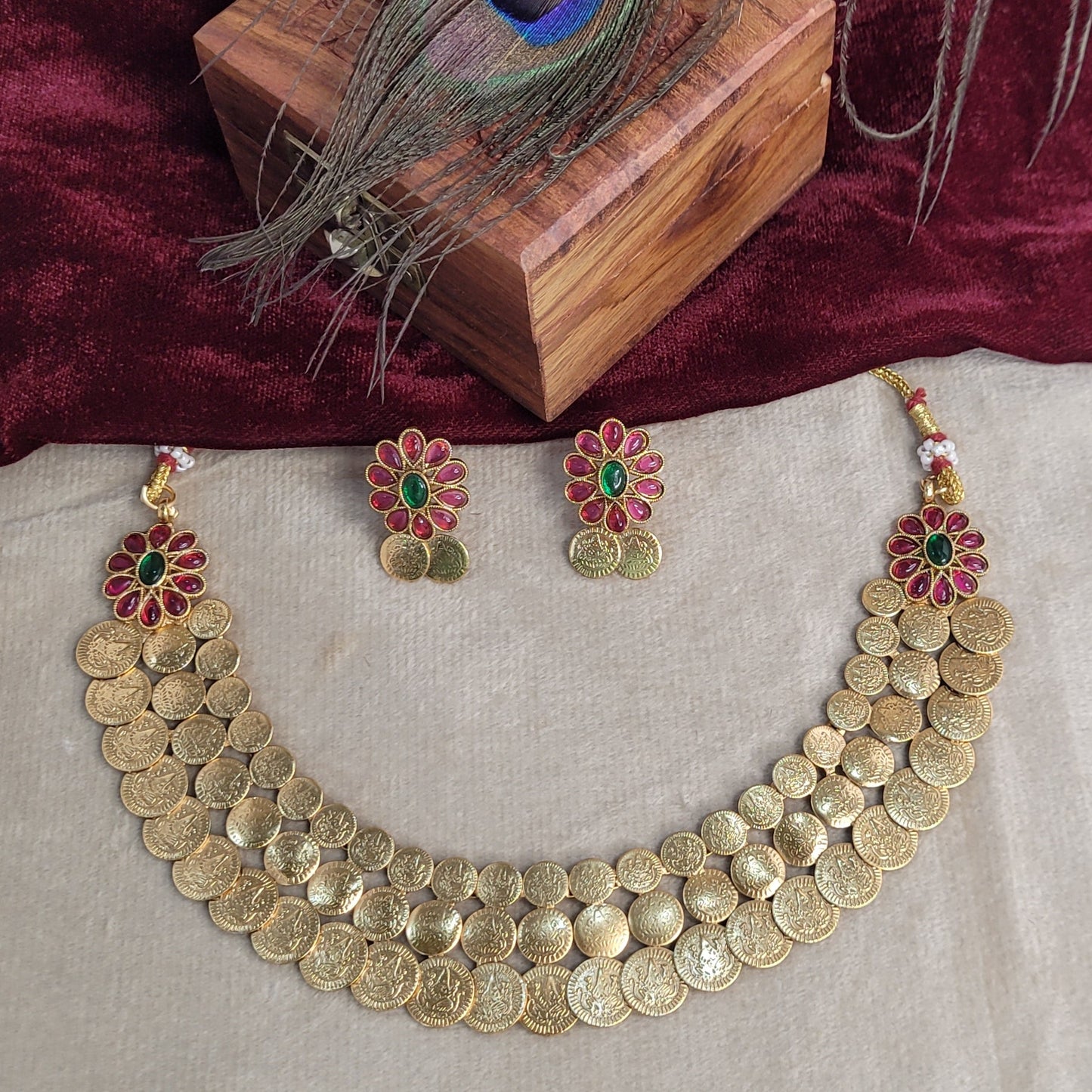 Grand Floral Coin Haram Set