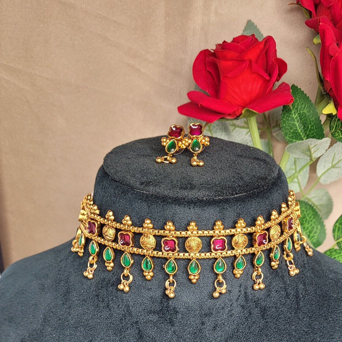 Traditional Ruby & Emerald Choker Set