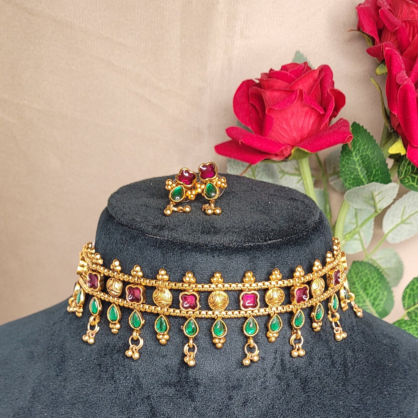Traditional Ruby & Emerald Choker Set