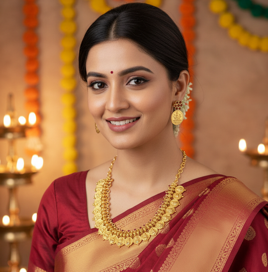 South Indian Gold Plated Choker Necklace Set