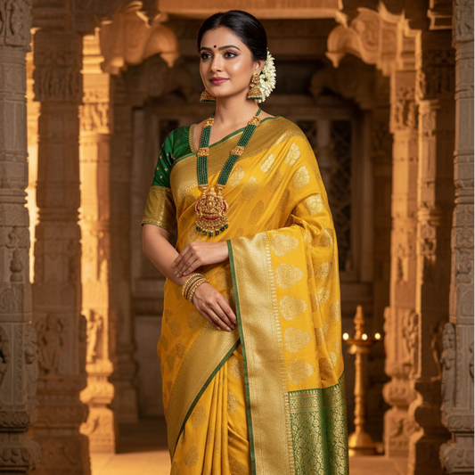 Antique - Green Beaded Lakshmi Necklace Set