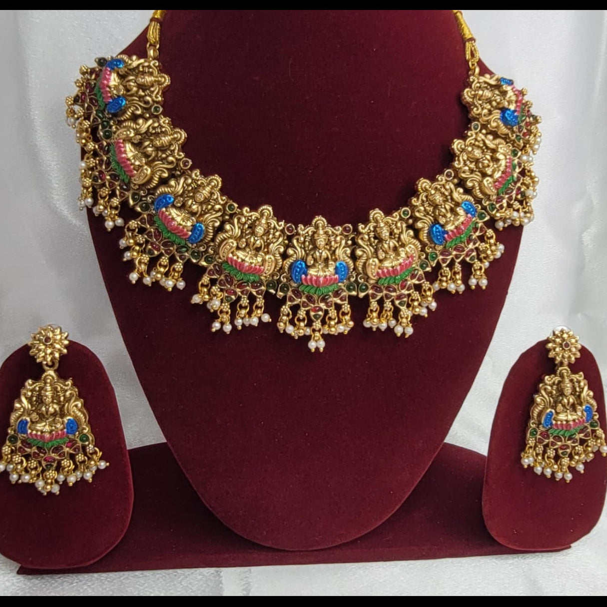 Elegant Pearl & Beaded Meenakari Choker Set