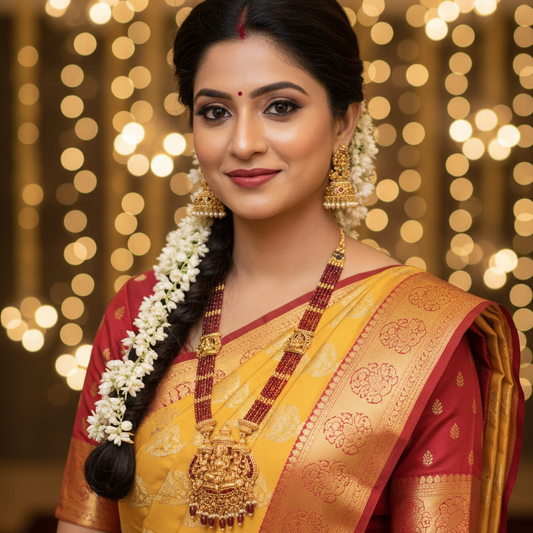 Antique - Maroon Beaded Lakshmi Necklace Set