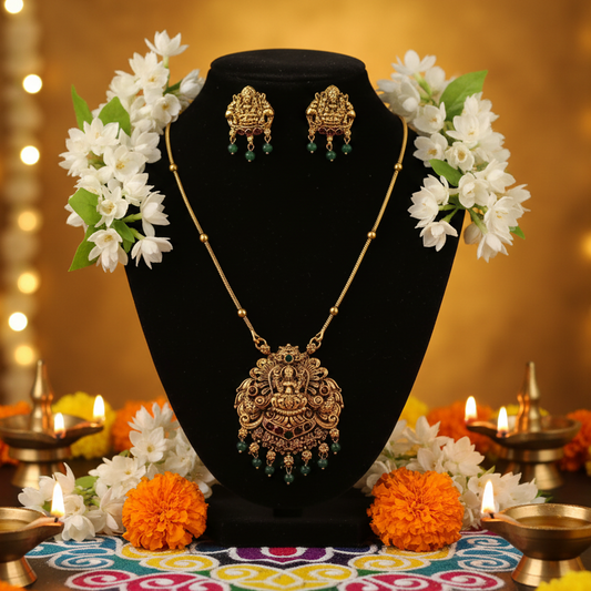 Antique Premium Matte Finish Lakshmi chain Necklace