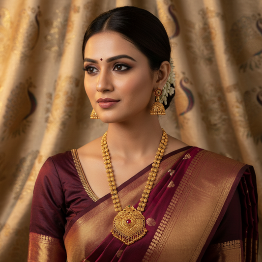 Classic Traditional Peacock Long Necklace Set