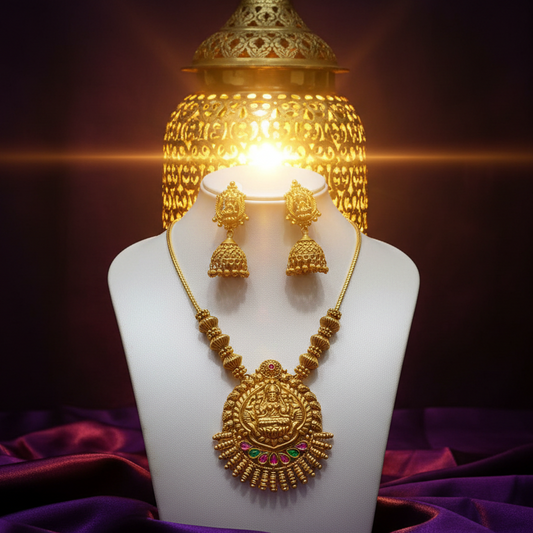 Golden Lakshmi Temple Necklace Set